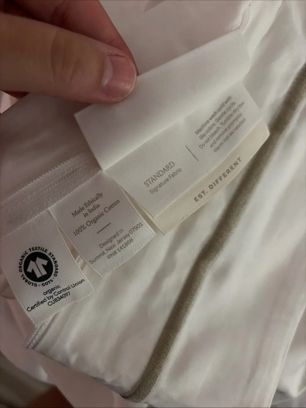 Boll & Branch Percale Embellished Duvet Set- White/Oak F/Q NWOT